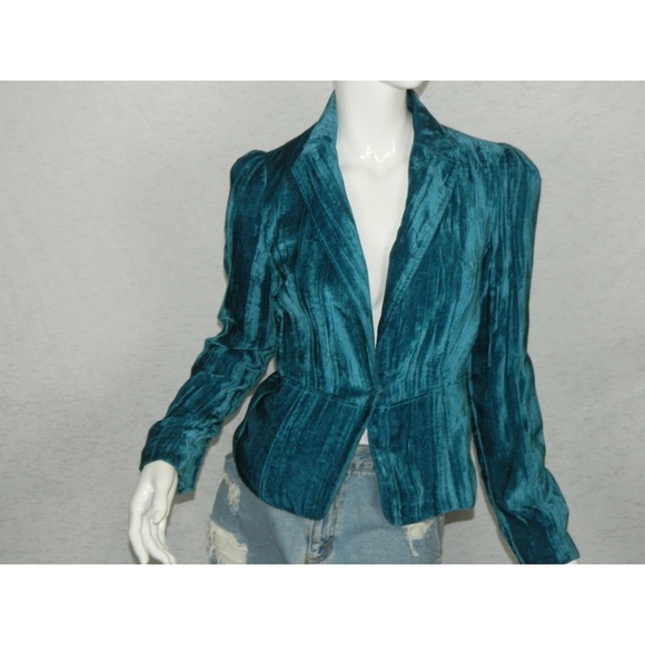 Guess Jackets & Blazers - Guess Women Turquoise Velvet Career Jacket Size 4